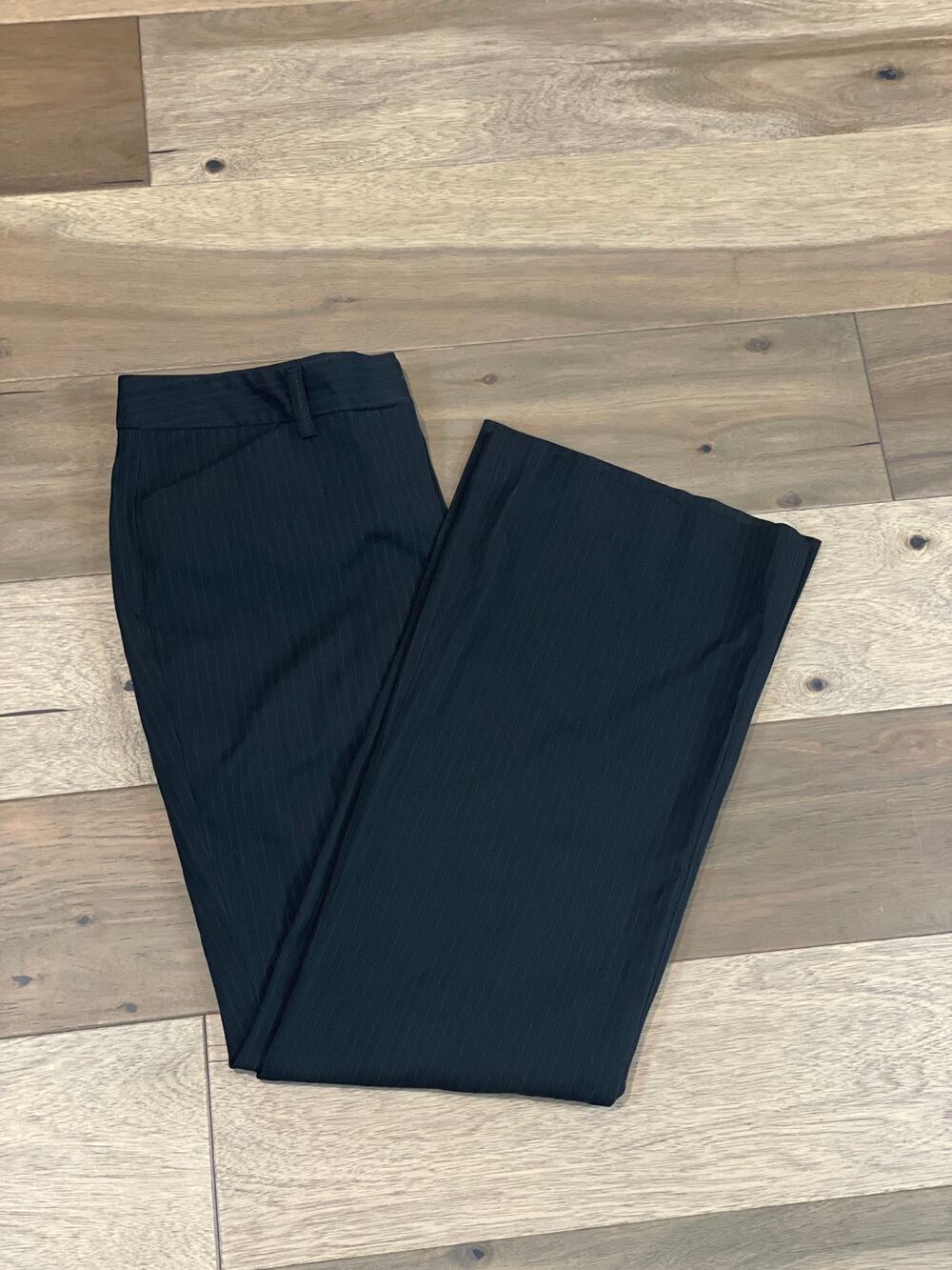 Express Editor Pants Size 8R Black Pinstripe Barely Flare